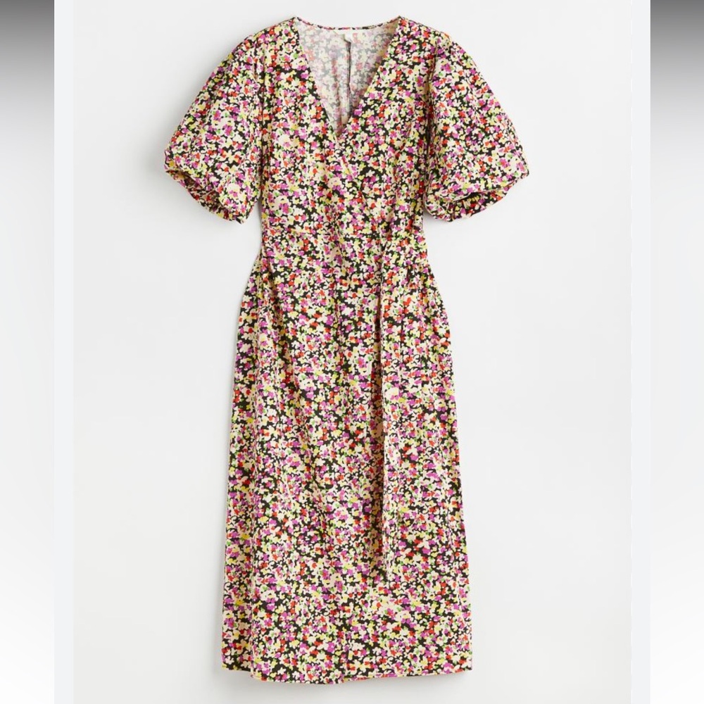 H&M Puff-sleeved Wrap Dress